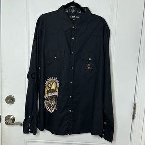 Ed Hardy by Christian Audigier snap on button up shirt